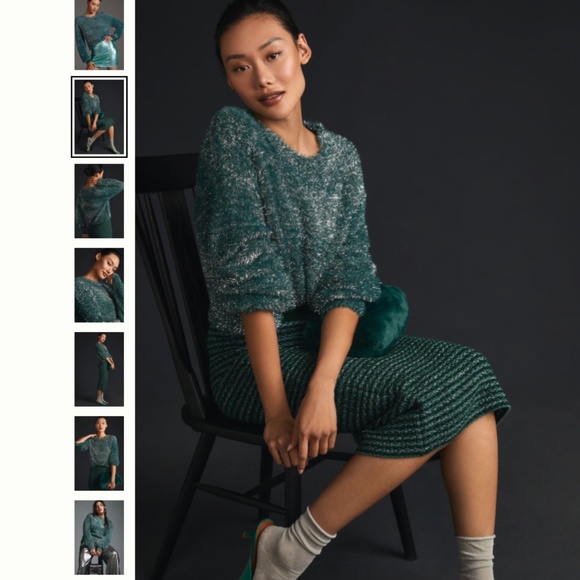 Anthropologie Maeve Tinsel Eyelash Sweater - Picture 2 of 4